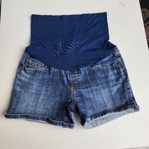 American Star Maternity Denim Jean Shorts Secret Fit Belly Blue Pregnancy Sz S